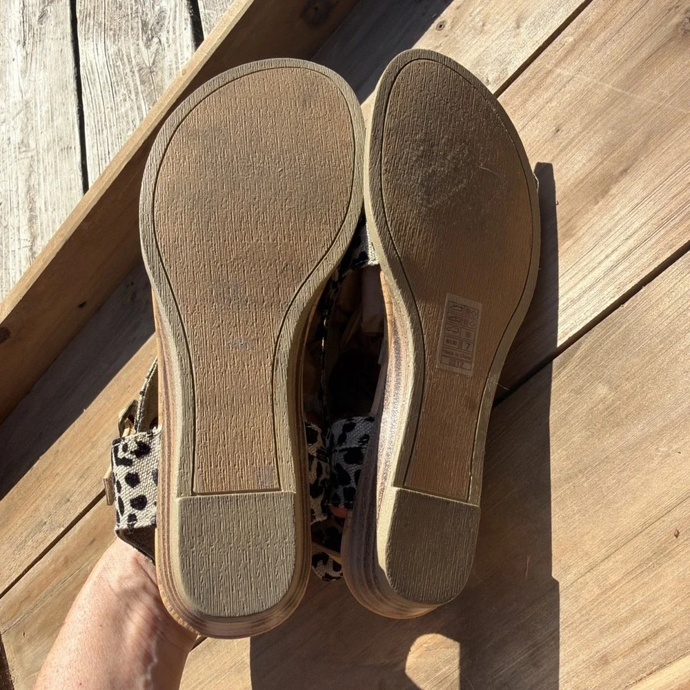 Blowfish Shoe Women's Size 7 Malibu Micro Wedge Heel Sandal Leopard Print